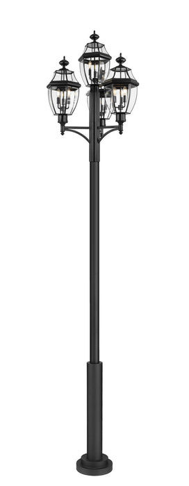 Z-Lite 580PHB-4-5010P-BK Three Light Outdoor Post Mount Fixture, Black
