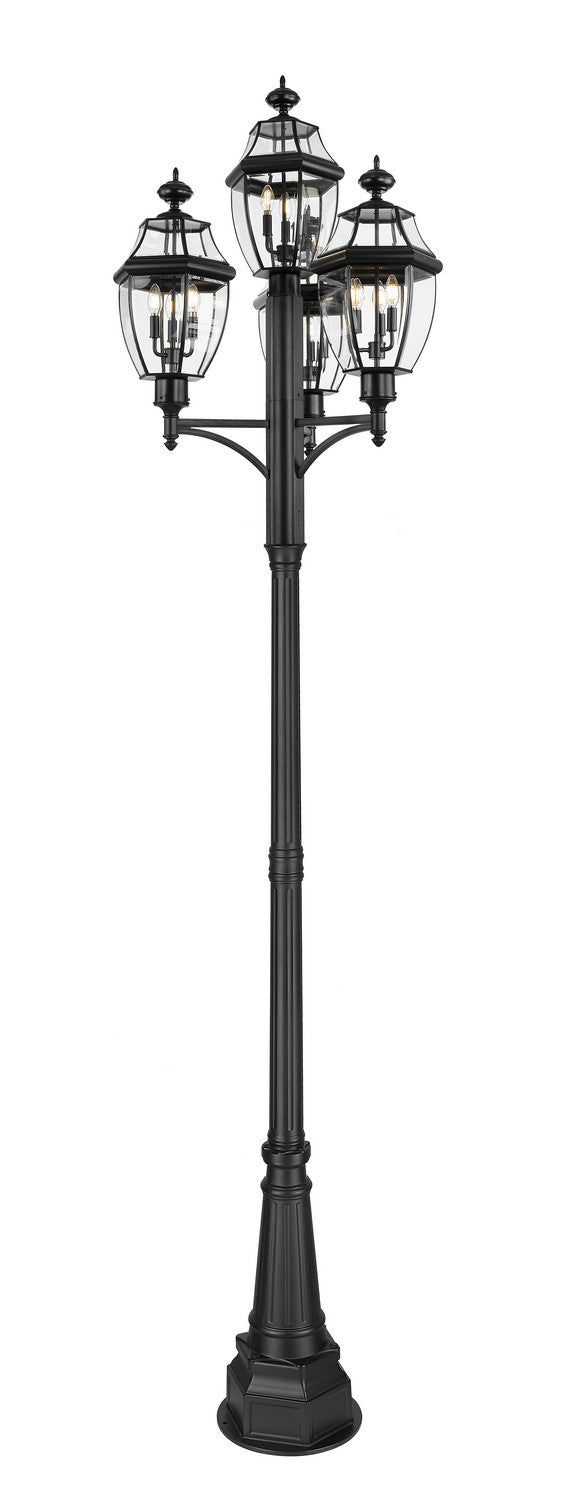 Z-Lite 580PHB-4-564P-BK Three Light Outdoor Post Mount Fixture, Black