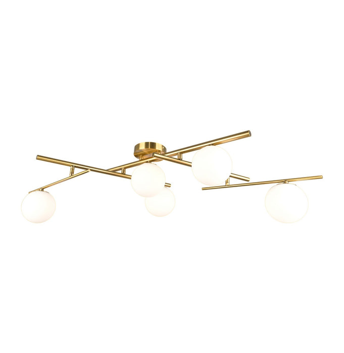 Artcraft AC11975BR Five Light Semi-Flush Mount, Plated Brushed Brass