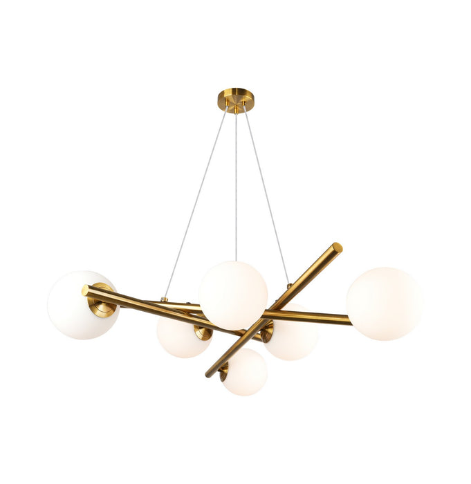 Artcraft AC11976BR Six Light Chandelier, Plated Brushed Brass