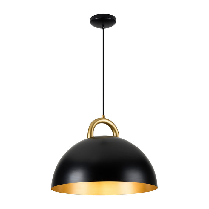 Artcraft AC12000BB One Light Pendant, Black, Rust Brass