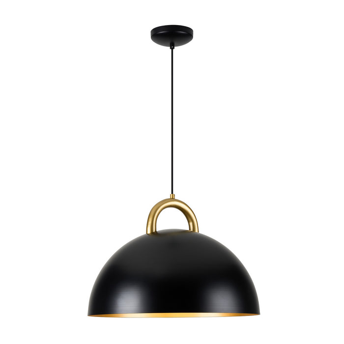 Artcraft AC12000BB One Light Pendant, Black, Rust Brass