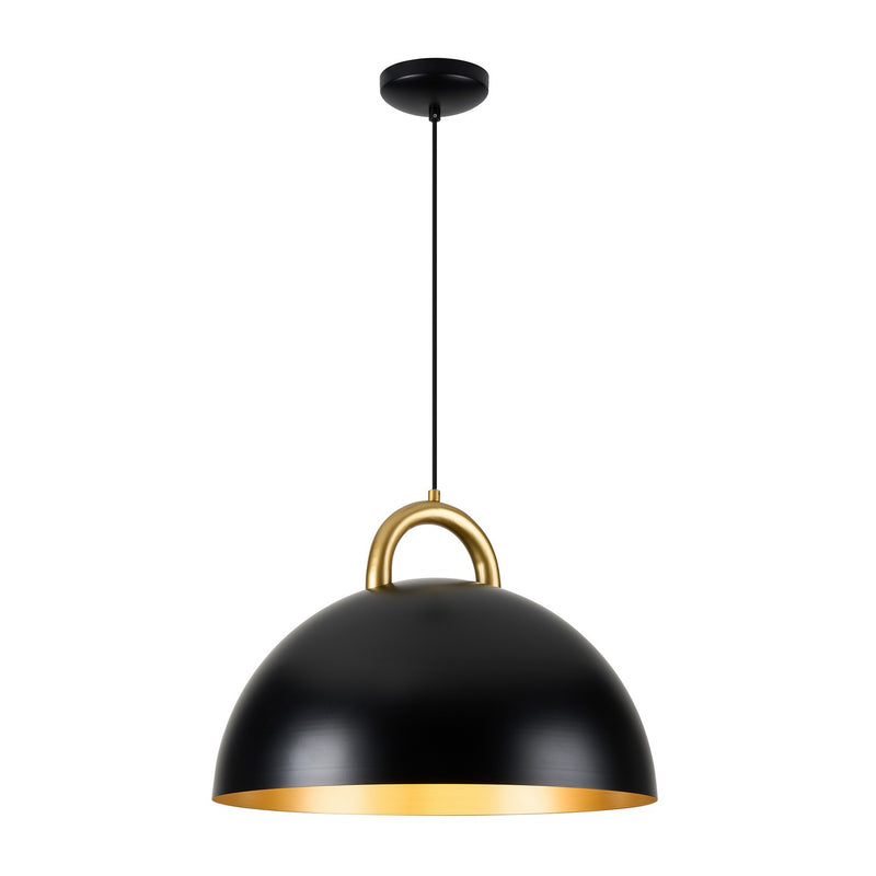 Artcraft AC12000BB One Light Pendant, Black, Rust Brass