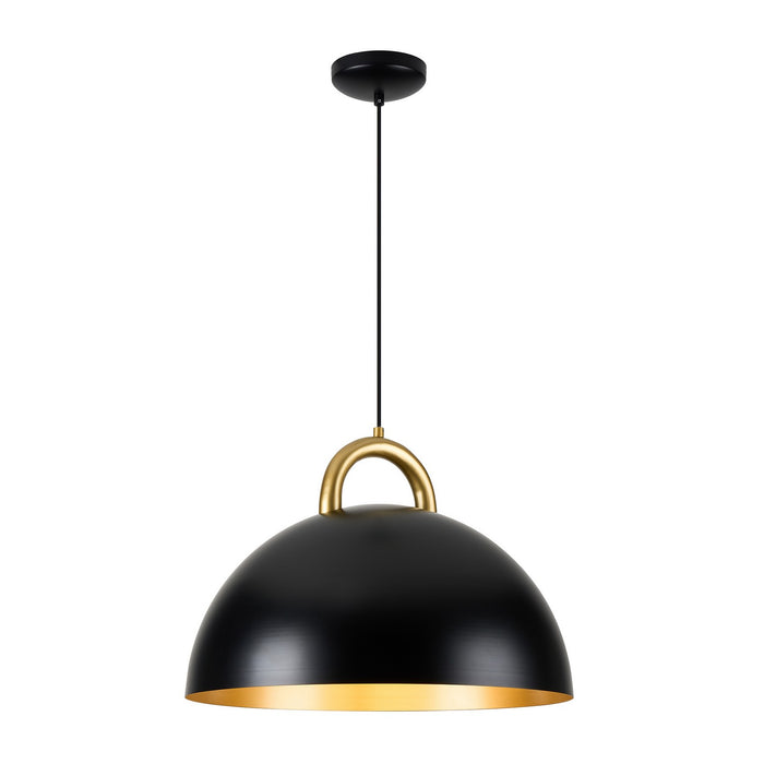 Artcraft AC12000BB One Light Pendant, Black, Rust Brass