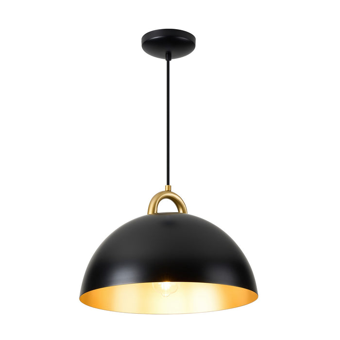 Artcraft AC12001BB One Light Pendant, Black, Rust Brass