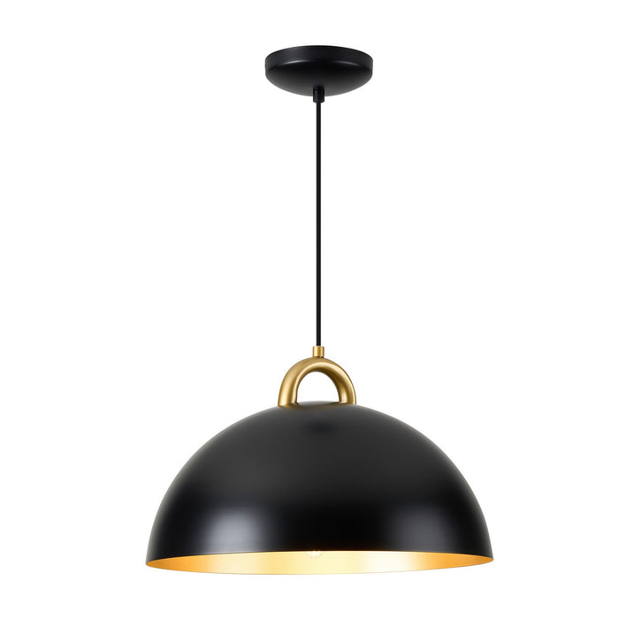 Artcraft AC12001BB One Light Pendant, Black, Rust Brass