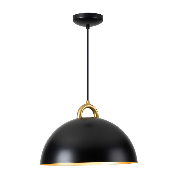 Artcraft AC12001BB One Light Pendant, Black, Rust Brass