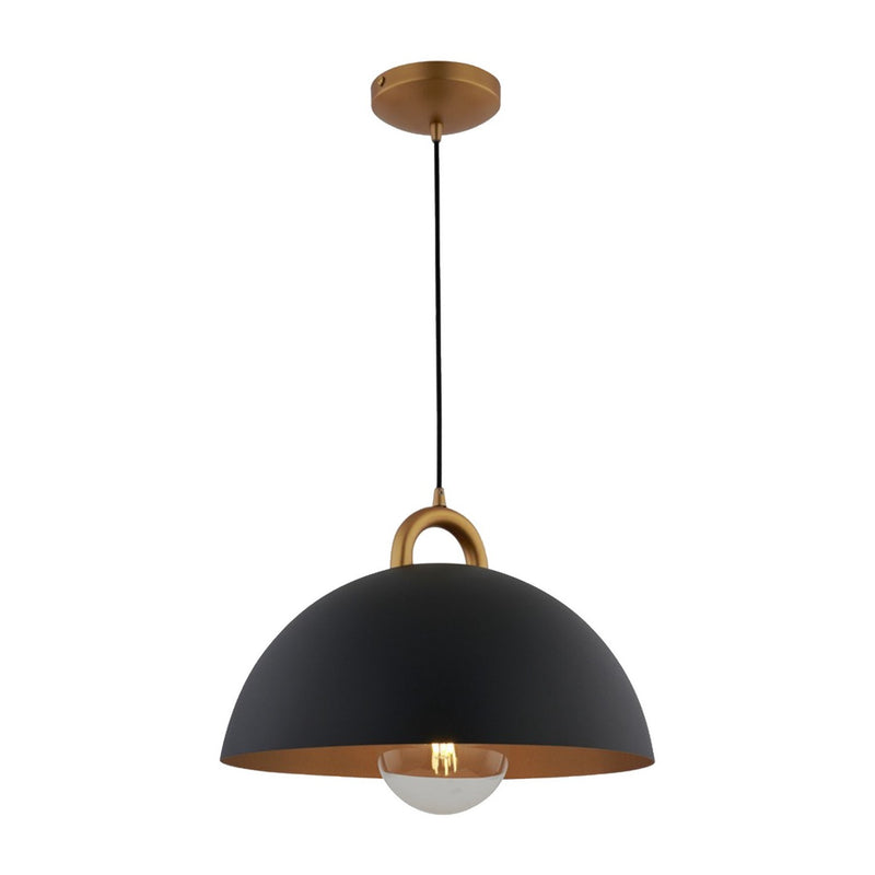 Artcraft AC12001BB One Light Pendant, Black, Rust Brass