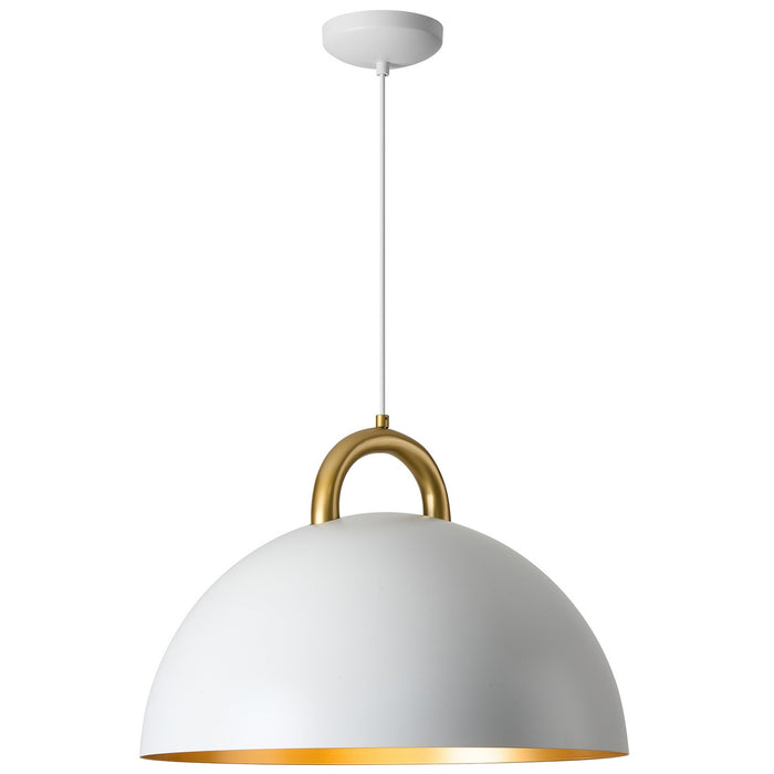 Artcraft AC12001BR One Light Pendant, Gold, White