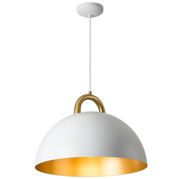 Artcraft AC12001BR One Light Pendant, Gold, White