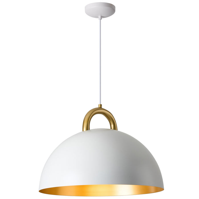 Artcraft AC12001BR One Light Pendant, Gold, White