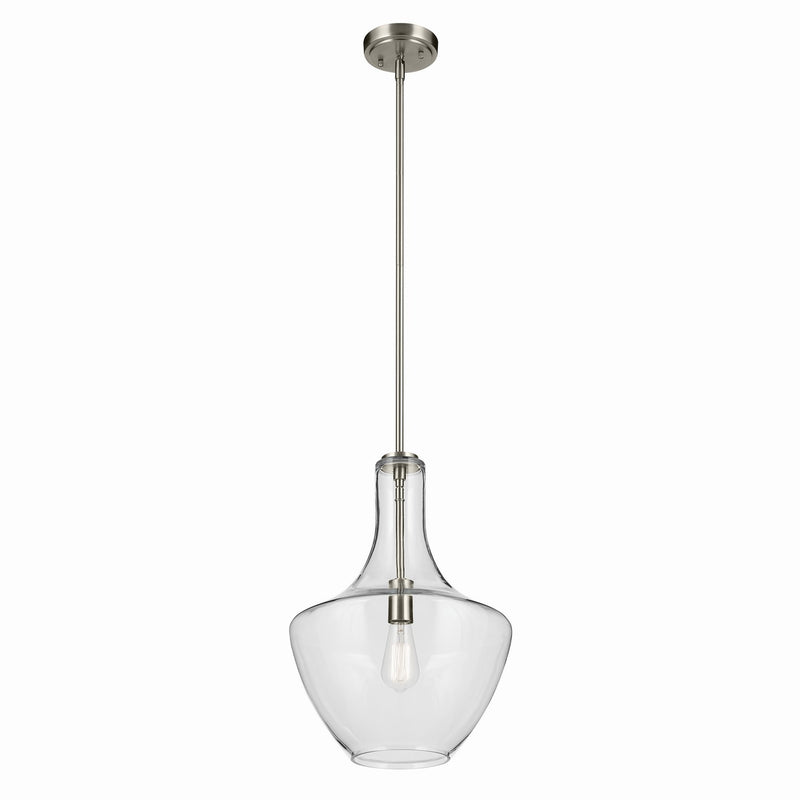 Kichler 42046NI One Light Pendant, Brushed Nickel