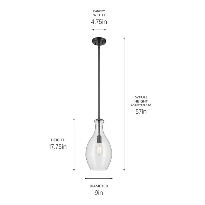 Kichler 42047BKCS One Light Pendant, Black