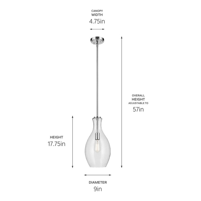 Kichler 42047CHCS One Light Pendant, Chrome