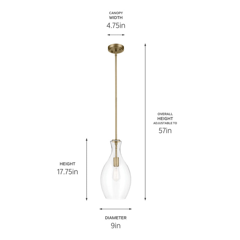 Kichler 42047NBRCS One Light Pendant, Natural Brass