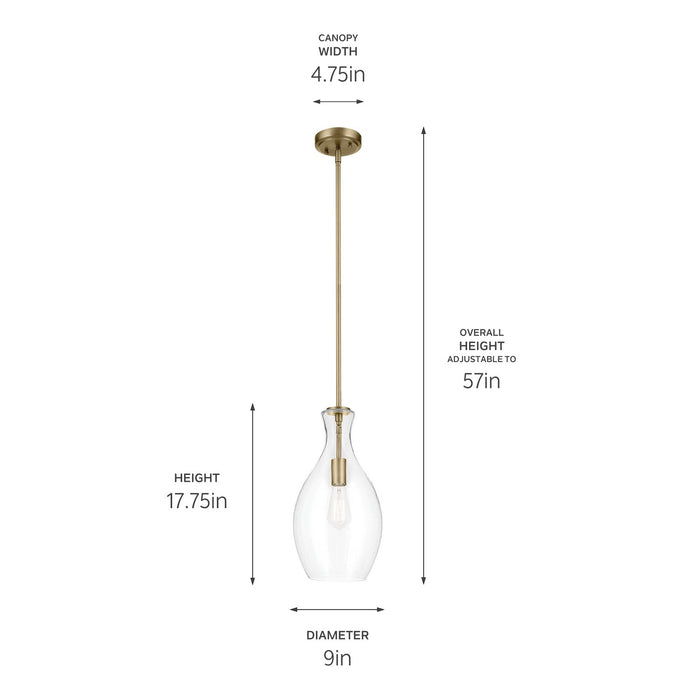 Kichler 42047NBRCS One Light Pendant, Natural Brass