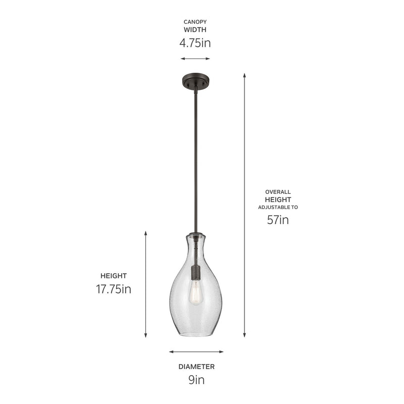 Kichler 42047OZCS One Light Pendant, Olde Bronze