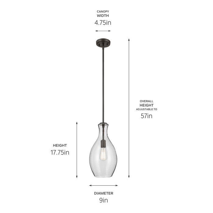 Kichler 42047OZCS One Light Pendant, Olde Bronze