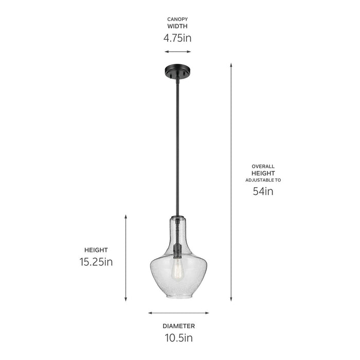 Kichler 42141BKCS One Light Pendant, Black