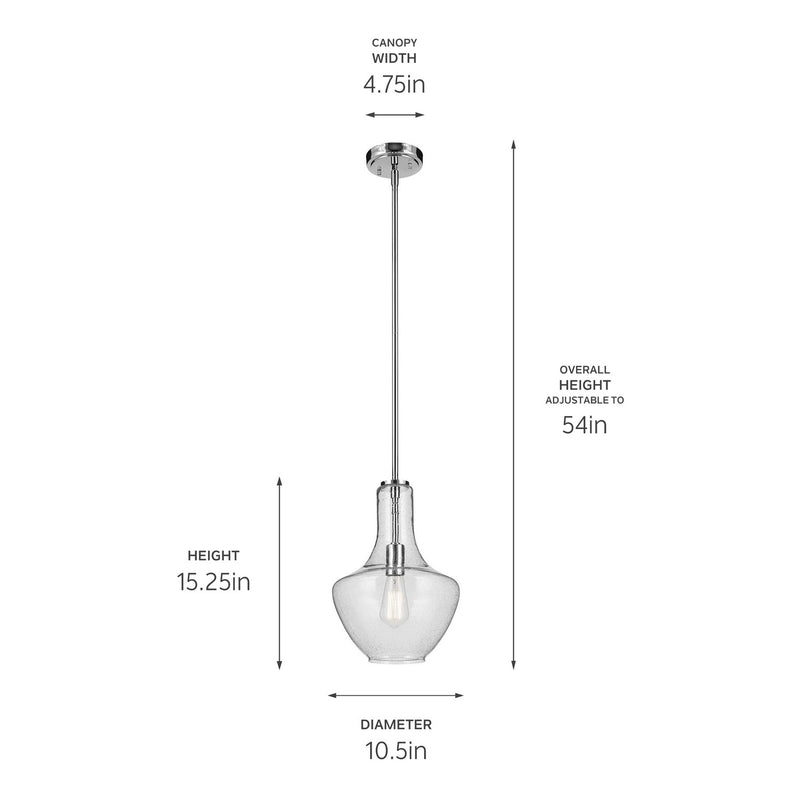 Kichler 42141CHCS One Light Pendant, Chrome