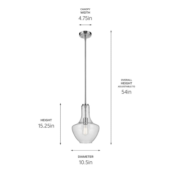 Kichler 42141CHCS One Light Pendant, Chrome