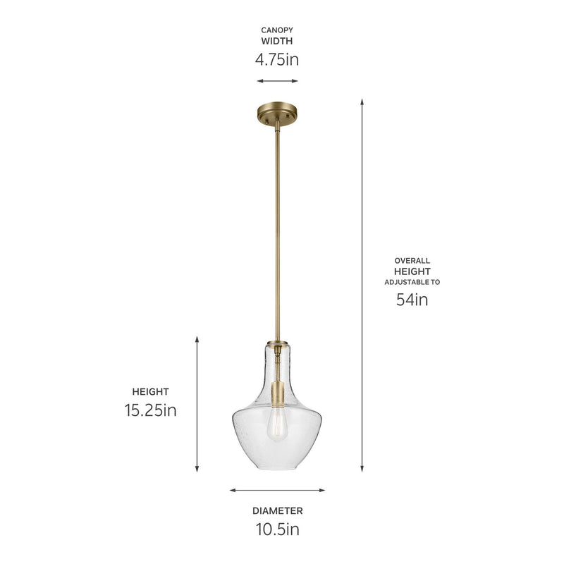 Kichler 42141NBRCS One Light Pendant, Natural Brass