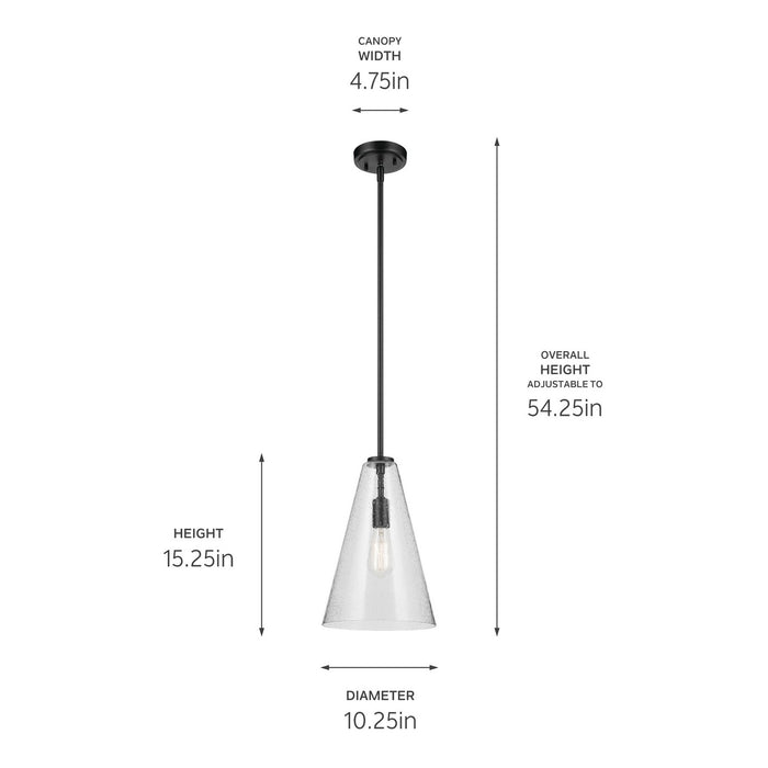 Kichler 42199BKCS One Light Pendant, Black