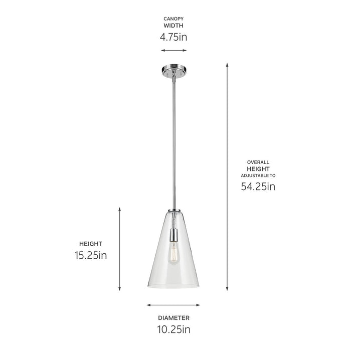 Kichler 42199CH One Light Pendant, Chrome