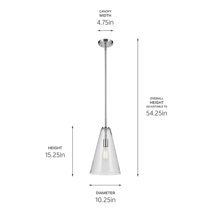 Kichler 42199CHCS One Light Pendant, Chrome