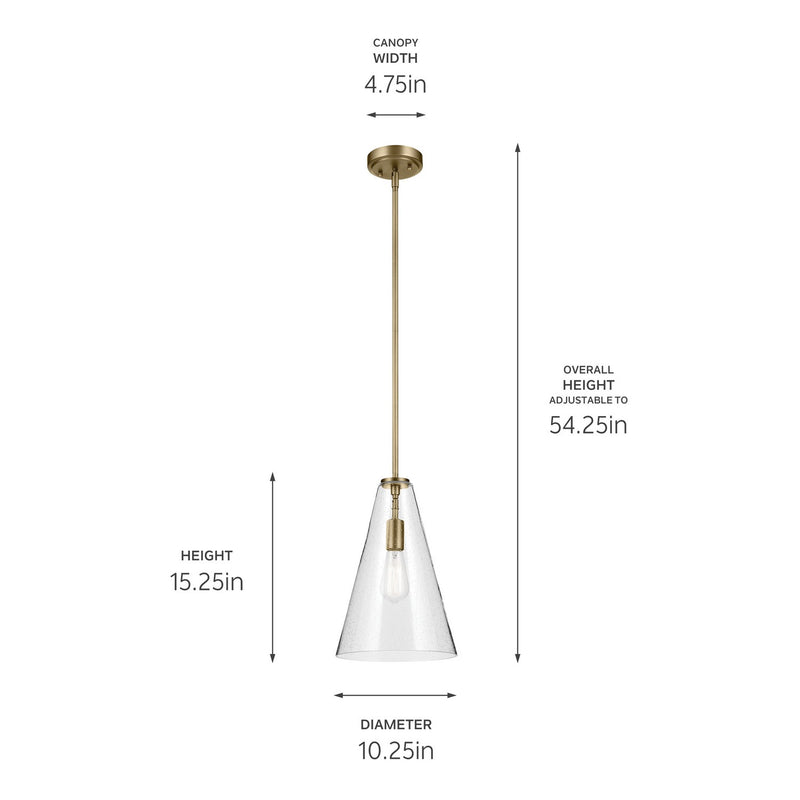 Kichler 42199NBRCS One Light Pendant, Natural Brass