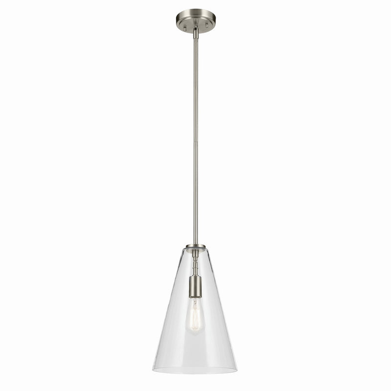 Kichler 42199NI One Light Pendant, Brushed Nickel