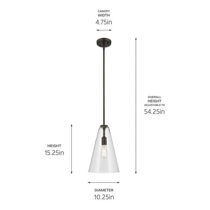 Kichler 42199OZ One Light Pendant, Olde Bronze