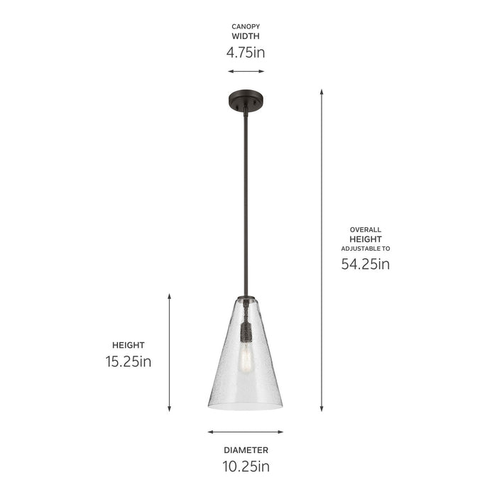 Kichler 42199OZCS One Light Pendant, Olde Bronze