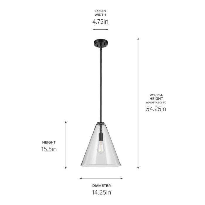 Kichler 42200BK One Light Pendant, Black