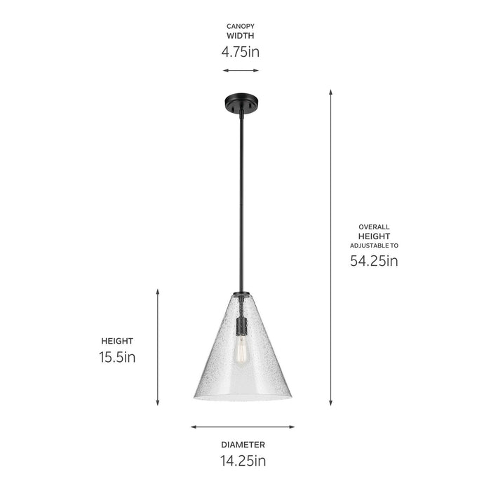 Kichler 42200BKCS One Light Pendant, Black