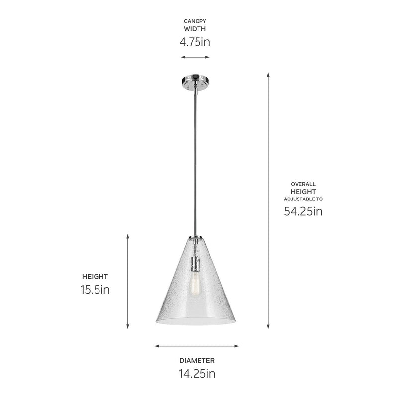 Kichler 42200CHCS One Light Pendant, Chrome