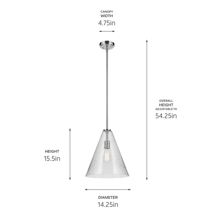Kichler 42200CHCS One Light Pendant, Chrome