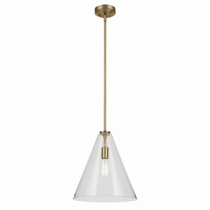 Kichler 42200NBR One Light Pendant, Natural Brass