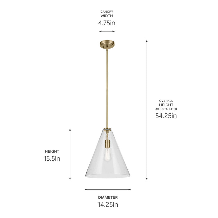 Kichler 42200NBRCS One Light Pendant, Natural Brass