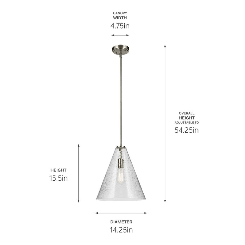 Kichler 42200NICS One Light Pendant, Brushed Nickel