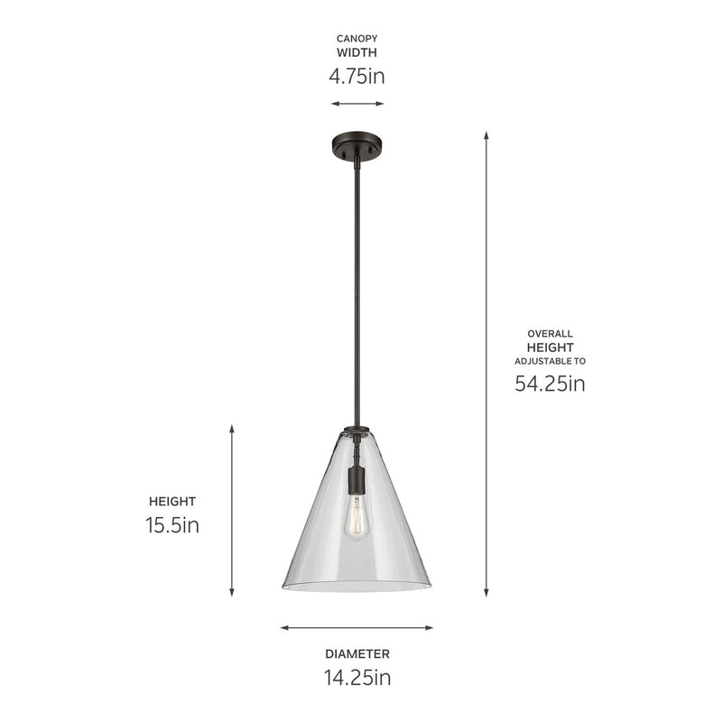 Kichler 42200OZ One Light Pendant, Olde Bronze