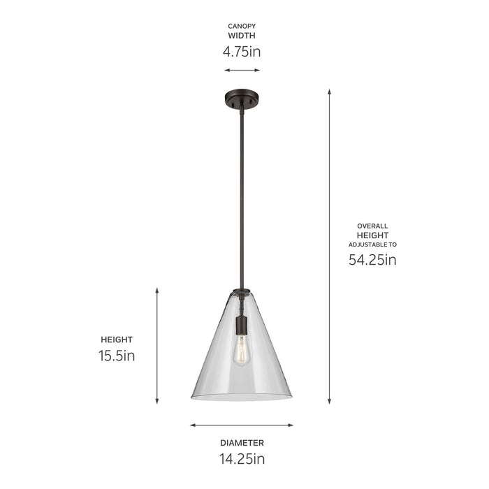Kichler 42200OZ One Light Pendant, Olde Bronze