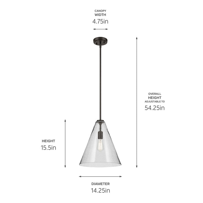 Kichler 42200OZCS One Light Pendant, Olde Bronze