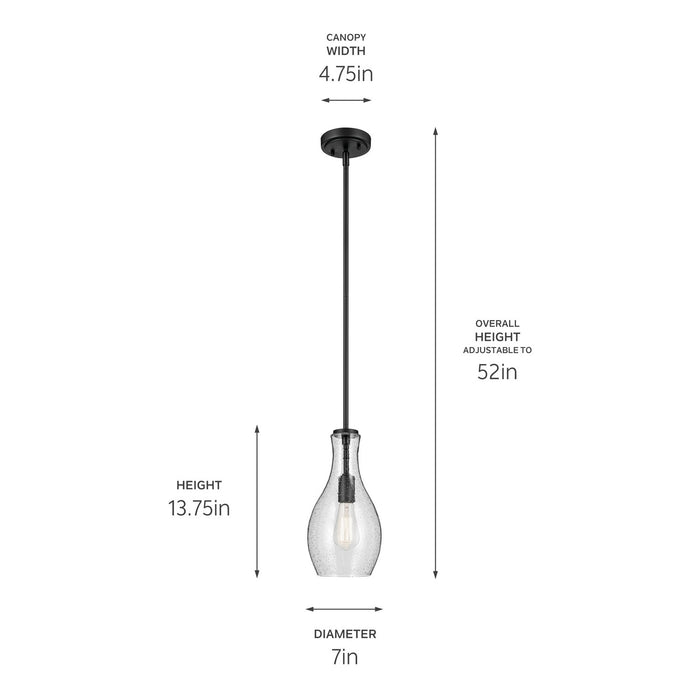 Kichler 42456BKCS One Light Pendant, Black