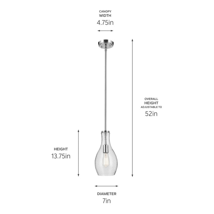 Kichler 42456CHCS One Light Pendant, Chrome