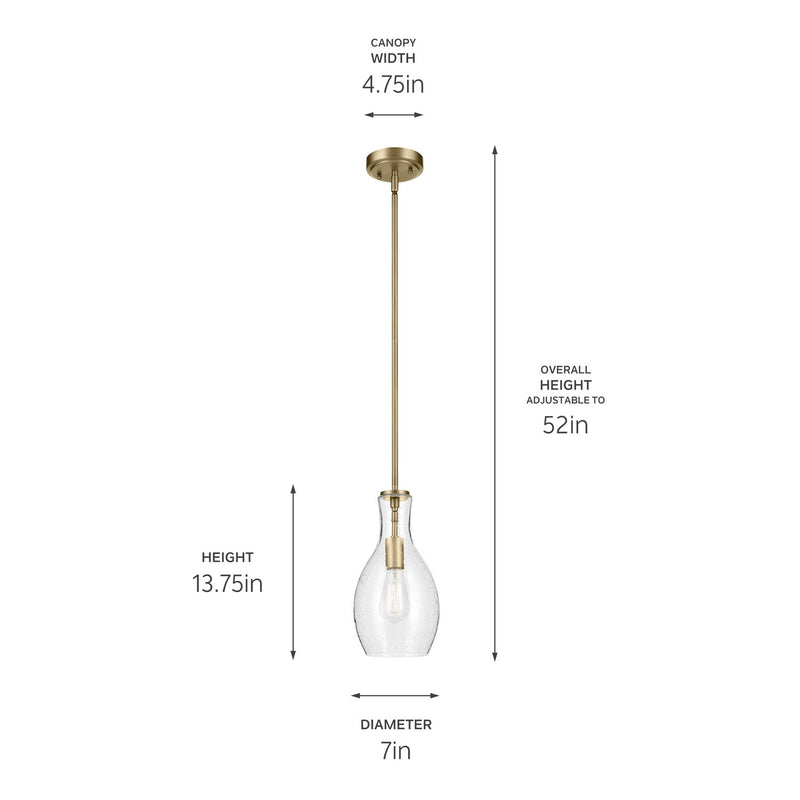Kichler 42456NBRCS One Light Pendant, Natural Brass