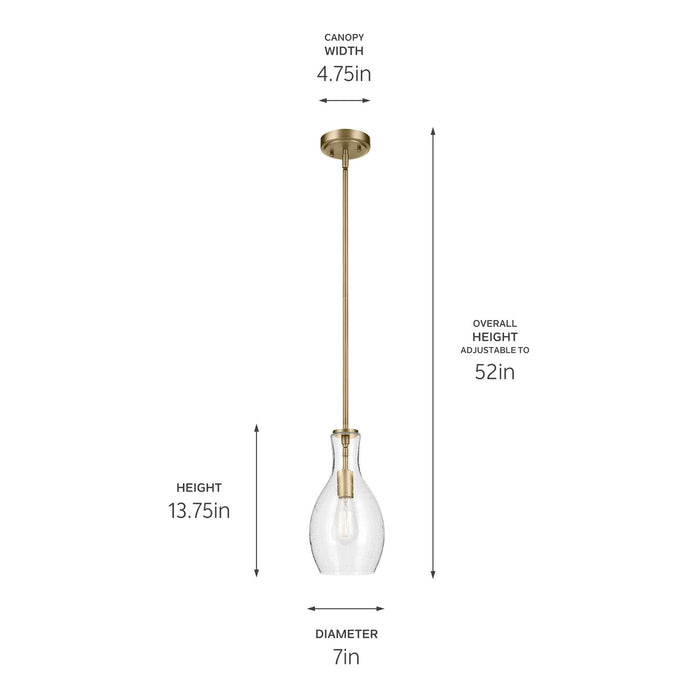 Kichler 42456NBRCS One Light Pendant, Natural Brass