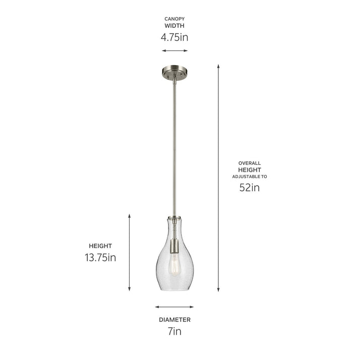 Kichler 42456NICS One Light Pendant, Brushed Nickel