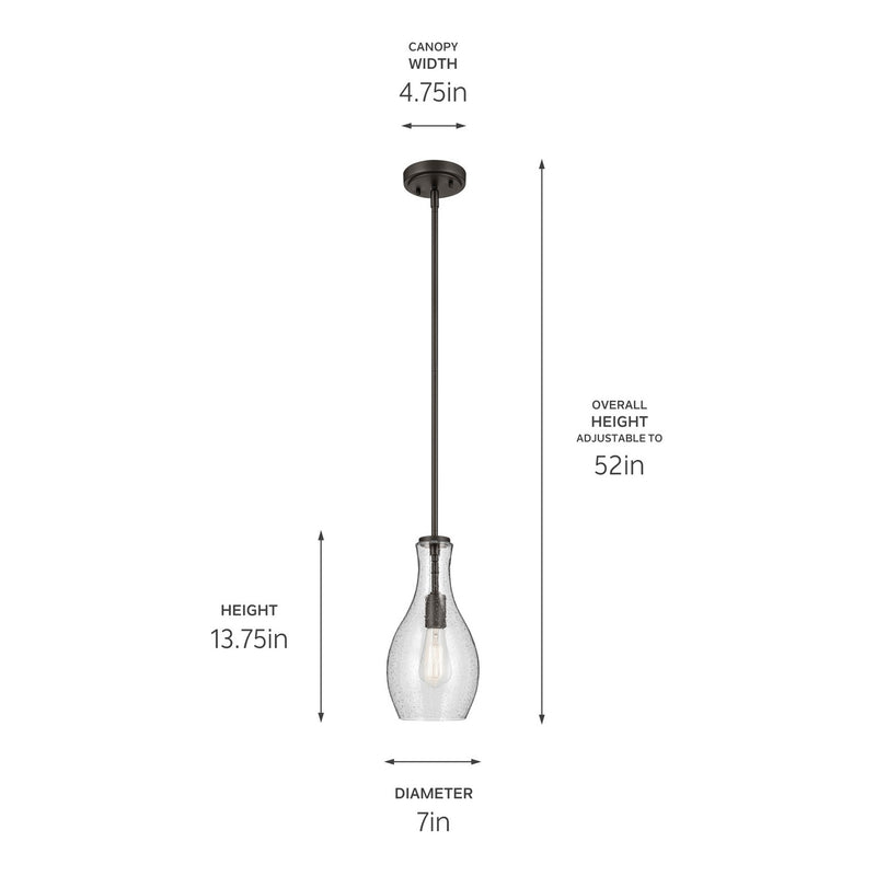 Kichler 42456OZCS One Light Pendant, Olde Bronze