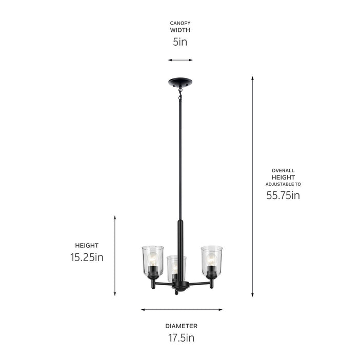 Kichler 43670BKCLR Three Light Mini Chandelier, Black